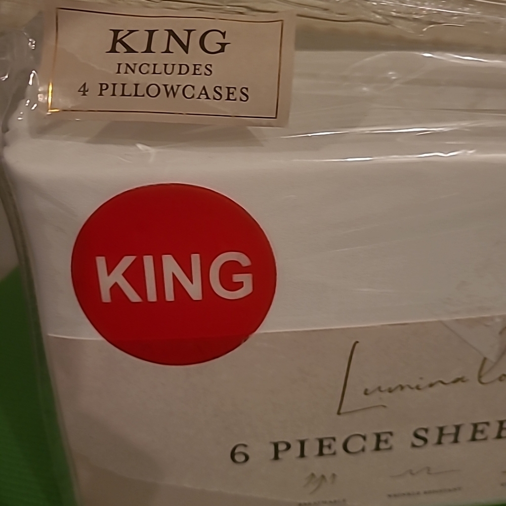 NWT Lumina Lou White 6 Piece King Sheet Set - Picture 2 of 4